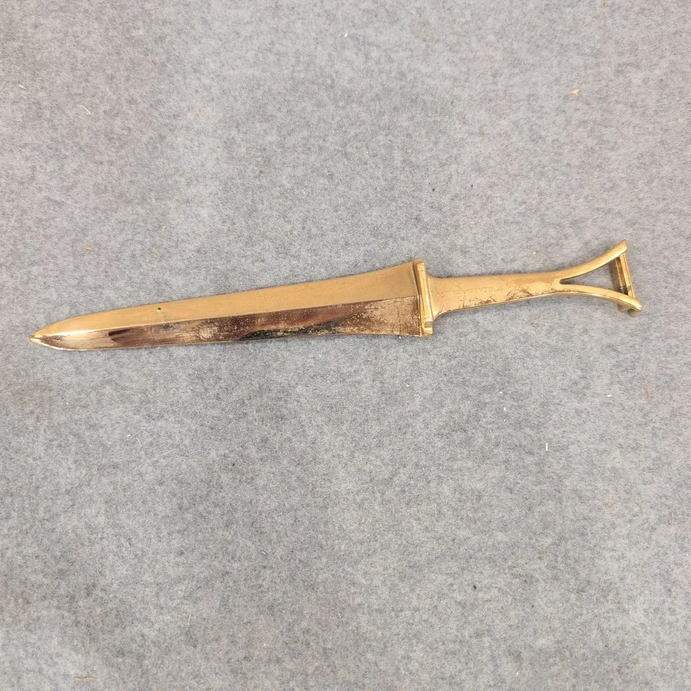 Vintage Gold Tone Metal Dagger Style Letter Opener Minimalist Desk Accessory - Picture 2 of 3